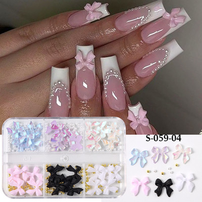 1 kutija Kawaii mini mašna 3D slatki ukrasi za nokte Pink White Butterfly Nails Charms Designs DIY Bowknot Smolasti dodaci za nokte