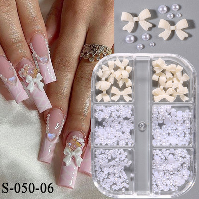 1 kutija Kawaii mini mašna 3D slatki ukrasi za nokte Pink White Butterfly Nails Charms Designs DIY Bowknot Smolasti dodaci za nokte