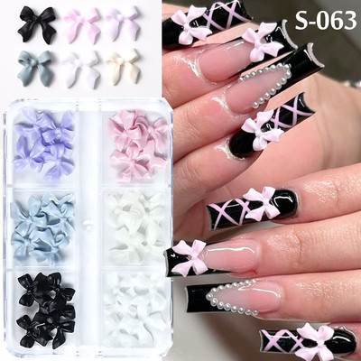 1 kutija Kawaii mini mašna 3D slatki ukrasi za nokte Pink White Butterfly Nails Charms Designs DIY Bowknot Smolasti dodaci za nokte