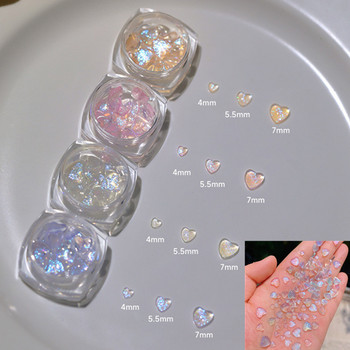 1 кутия Aurora Heart Love Design Талисмани за нокти Смесени размери Кристални бижута Стрази за декорации за нокти Kawaii Аксесоари Направи си сам