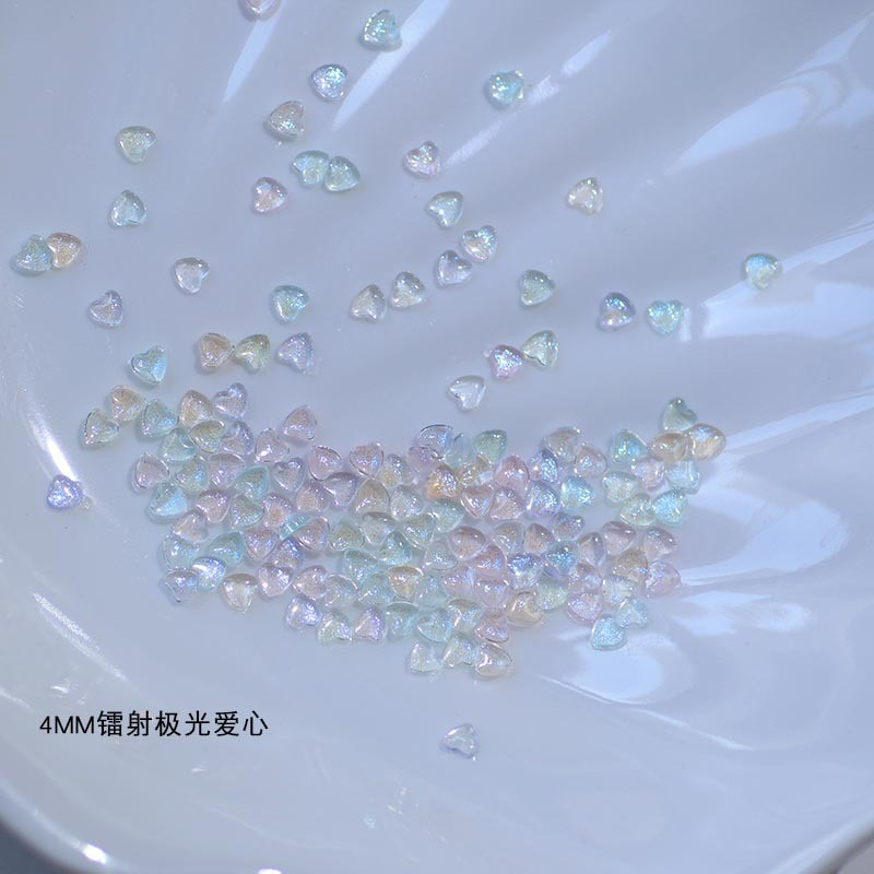 1Box Aurora Heart Love Design Nagu piekariņi Jaukta izmēra kristāla rotaslietas Rhinestones nagu mākslas rotājumiem Kawaii aksesuāri DIY