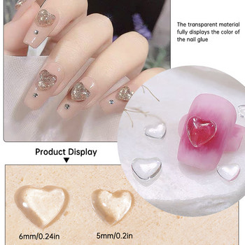 100 бр. 3D прозрачни талисмани с любовно сърце с кристали за декорация на нокти, прозрачна смола, талисмани за нокти, бижута, аксесоари за маникюр