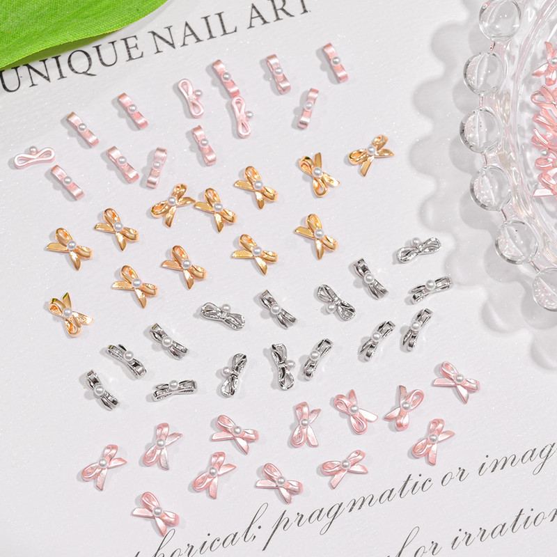 10 gab Baleta deju apavi 3D nagu piekariņi 8 mm rozā metāla deju apavi Lentes nagu mākslas darbi DIY Kawaii baleta loki manikīra piederumi un*&