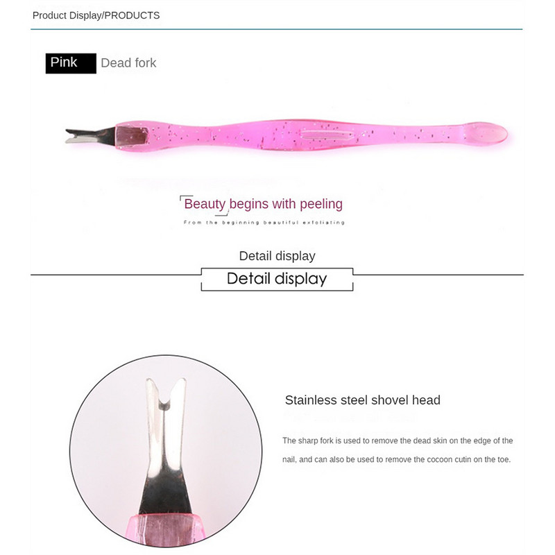 1/2 buc. Furculiță pentru piele moartă, tundetoare, manichiură din oțel inoxidabil, accesorii portabile pentru unghii, împingător de cuticule, pedichiură, unelte pentru unghii