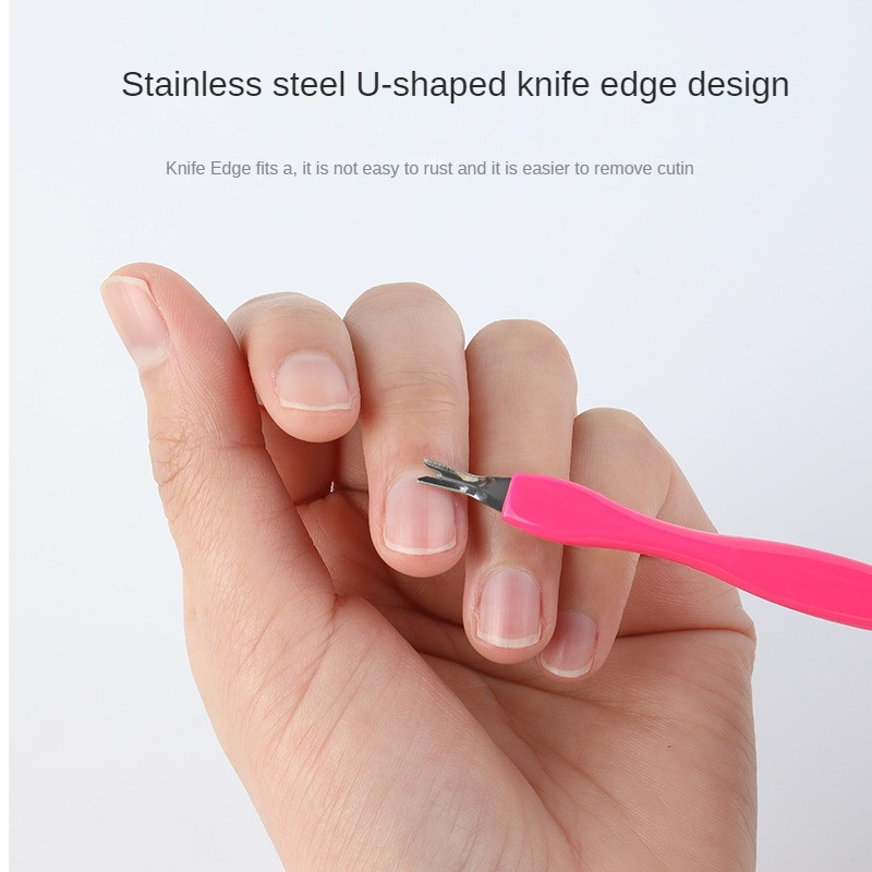 10 gab. Dead Skin Remover Nail Art Fork Kutikulu noņemšanas Knaibles Stūmējs Trimmeris Nerūsējošā tērauda pedikīrs Nagu kopšanas Nagu instrumenti