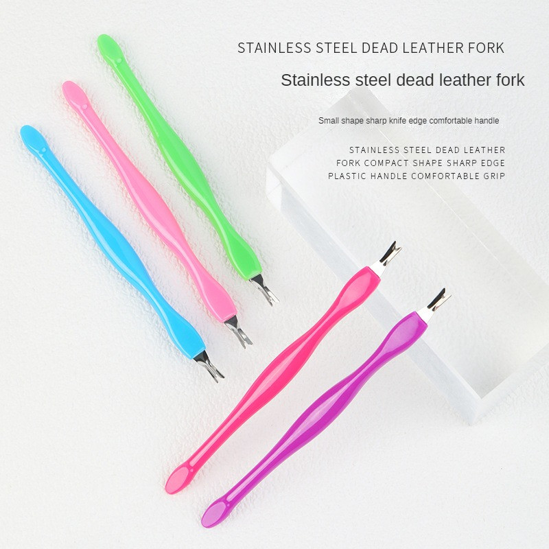 10 gab. Dead Skin Remover Nail Art Fork Kutikulu noņemšanas Knaibles Stūmējs Trimmeris Nerūsējošā tērauda pedikīrs Nagu kopšanas Nagu instrumenti