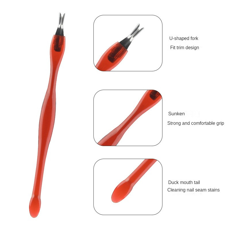 10 gab. Dead Skin Remover Nail Art Fork Kutikulu noņemšanas Knaibles Stūmējs Trimmeris Nerūsējošā tērauda pedikīrs Nagu kopšanas Nagu instrumenti