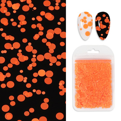 Fluoreszkáló buborék kerek flitterek köröm kiegészítők vegyes méretű kör pelyhek körömdíszítés 3D pöttyös paillettes manikűr