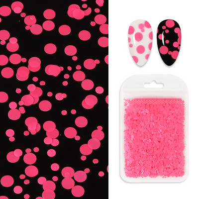 Fluoreszkáló buborék kerek flitterek köröm kiegészítők vegyes méretű kör pelyhek körömdíszítés 3D pöttyös paillettes manikűr