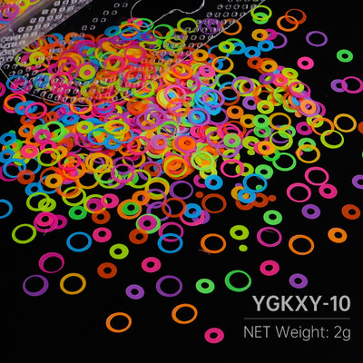 Fluoreszkáló buborék kerek flitterek köröm kiegészítők vegyes méretű kör pelyhek körömdíszítés 3D pöttyös paillettes manikűr