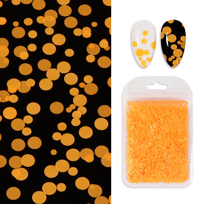 Fluoreszkáló buborék kerek flitterek köröm kiegészítők vegyes méretű kör pelyhek körömdíszítés 3D pöttyös paillettes manikűr