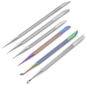 1Gb Divu galu nerūsējošā tērauda nagu kutikulas stūmējs manikīra noņemšanai atmirušās ādas stieņa manikīra nūjas nagu mākslas instrumenti