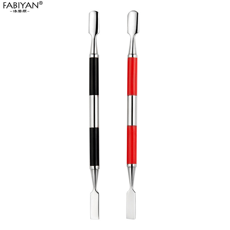 Divu galu nerūsējošā tērauda nagu mākslas kutikulas stūmējs noņemšanas līdzeklis pirksta pirksta atmirušās ādas uzgaļi lakas želeja UV manikīra pedikīra kopšanas rīki