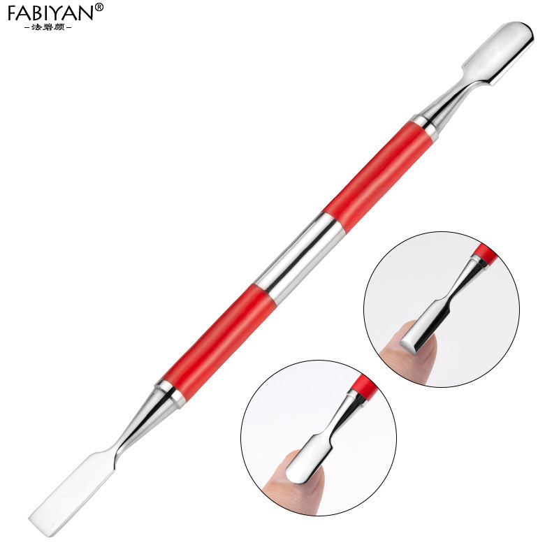 Divu galu nerūsējošā tērauda nagu mākslas kutikulas stūmējs noņemšanas līdzeklis pirksta pirksta atmirušās ādas uzgaļi lakas želeja UV manikīra pedikīra kopšanas rīki