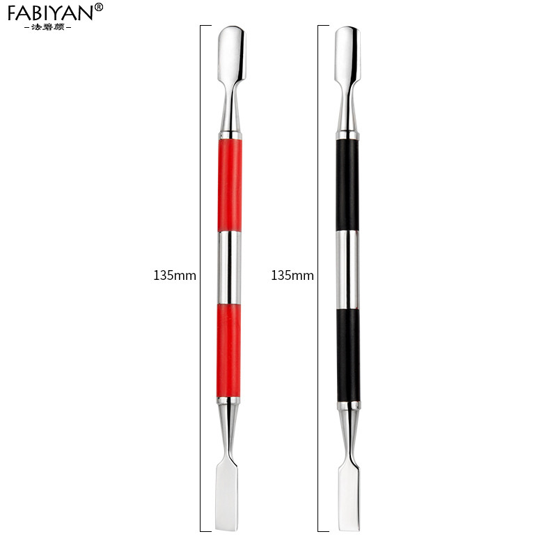 Divu galu nerūsējošā tērauda nagu mākslas kutikulas stūmējs noņemšanas līdzeklis pirksta pirksta atmirušās ādas uzgaļi lakas želeja UV manikīra pedikīra kopšanas rīki