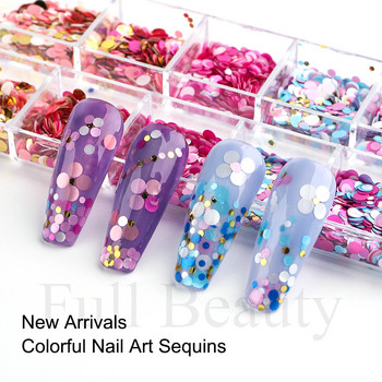 Блестящи цветни мехурчета Nail Art Пайети Блестящи холографски смесени талисмани за нокти с кръгла форма Гел лак Люспи Маникюр Декорации