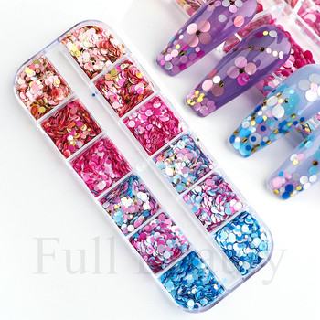 Блестящи цветни мехурчета Nail Art Пайети Блестящи холографски смесени талисмани за нокти с кръгла форма Гел лак Люспи Маникюр Декорации
