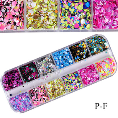 Блестящи цветни мехурчета Nail Art Пайети Блестящи холографски смесени талисмани за нокти с кръгла форма Гел лак Люспи Маникюр Декорации