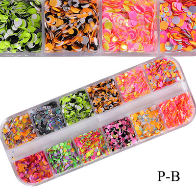 Блестящи цветни мехурчета Nail Art Пайети Блестящи холографски смесени талисмани за нокти с кръгла форма Гел лак Люспи Маникюр Декорации