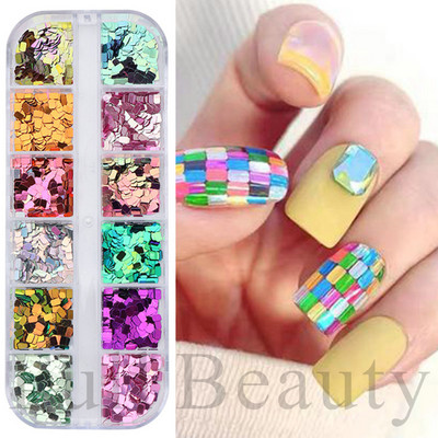 Блестящи цветни мехурчета Nail Art Пайети Блестящи холографски смесени талисмани за нокти с кръгла форма Гел лак Люспи Маникюр Декорации