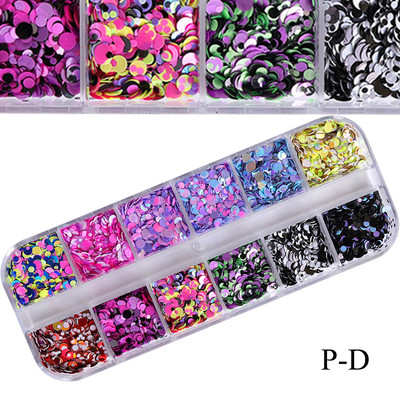 Блестящи цветни мехурчета Nail Art Пайети Блестящи холографски смесени талисмани за нокти с кръгла форма Гел лак Люспи Маникюр Декорации