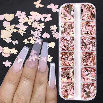 Блестящи цветни мехурчета Nail Art Пайети Блестящи холографски смесени талисмани за нокти с кръгла форма Гел лак Люспи Маникюр Декорации