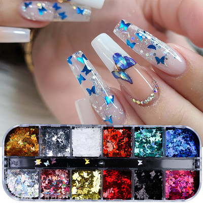 Блестящи цветни мехурчета Nail Art Пайети Блестящи холографски смесени талисмани за нокти с кръгла форма Гел лак Люспи Маникюр Декорации