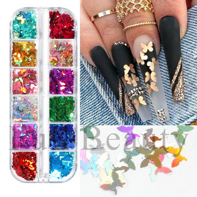 Блестящи цветни мехурчета Nail Art Пайети Блестящи холографски смесени талисмани за нокти с кръгла форма Гел лак Люспи Маникюр Декорации