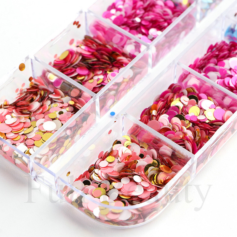 Блестящи цветни мехурчета Nail Art Пайети Блестящи холографски смесени талисмани за нокти с кръгла форма Гел лак Люспи Маникюр Декорации