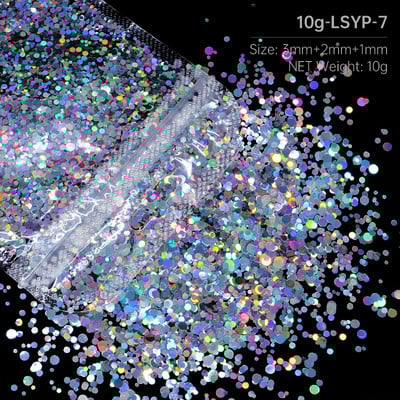 10 g miješanih šarenih okruglih šljokica za nokte Holografske laserske svjetlucave pahuljice Fine paillettes ukrasi Ljetni dodaci za nokte