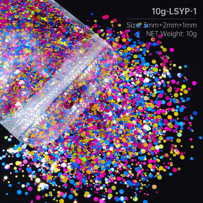 10 g miješanih šarenih okruglih šljokica za nokte Holografske laserske svjetlucave pahuljice Fine paillettes ukrasi Ljetni dodaci za nokte