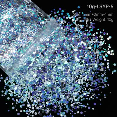 10 g miješanih šarenih okruglih šljokica za nokte Holografske laserske svjetlucave pahuljice Fine paillettes ukrasi Ljetni dodaci za nokte