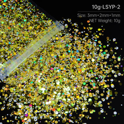 10 g miješanih šarenih okruglih šljokica za nokte Holografske laserske svjetlucave pahuljice Fine paillettes ukrasi Ljetni dodaci za nokte