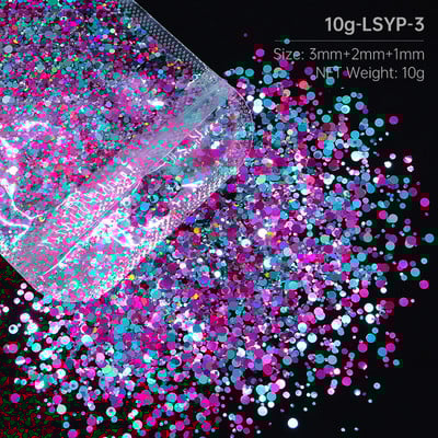 10 g miješanih šarenih okruglih šljokica za nokte Holografske laserske svjetlucave pahuljice Fine paillettes ukrasi Ljetni dodaci za nokte