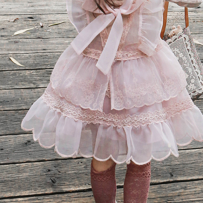 briežu jonmi 2023. gada jaunais pavasaris, meiteņu mežģīņu svārki, korejiešu stila vienkrāsaini bērnu princeses svārki balles kleita