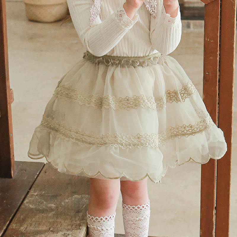 briežu jonmi 2023. gada jaunais pavasaris, meiteņu mežģīņu svārki, korejiešu stila vienkrāsaini bērnu princeses svārki balles kleita