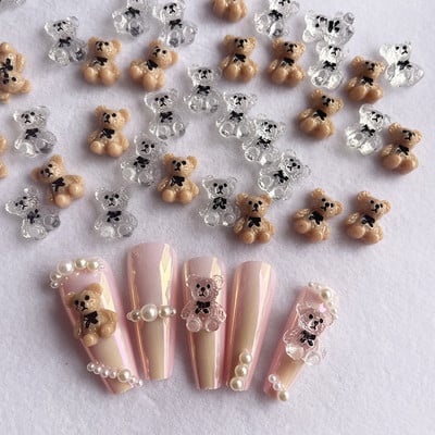 10 τμχ Nail Art Cute Bear Shaped Nail Charms Nail Art Διακοσμήσεις Κοσμήματα Αξεσουάρ στρας Μανικιούρ