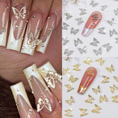 20 komada 3D izvrsni šuplji leptiri sa kamenčićima za nokte, luksuzna zlatna/srebrna dijamantna krila, nakit, dodaci za ukrašavanje noktiju