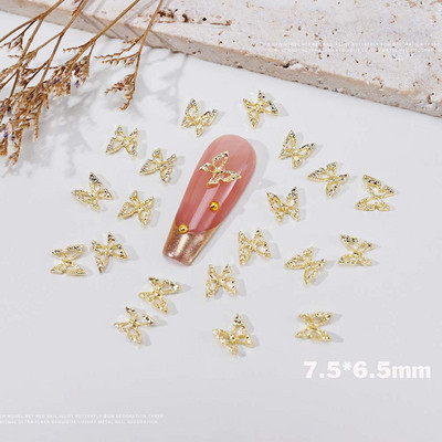 20 komada 3D izvrsni šuplji leptiri sa kamenčićima za nokte, luksuzna zlatna/srebrna dijamantna krila, nakit, dodaci za ukrašavanje noktiju