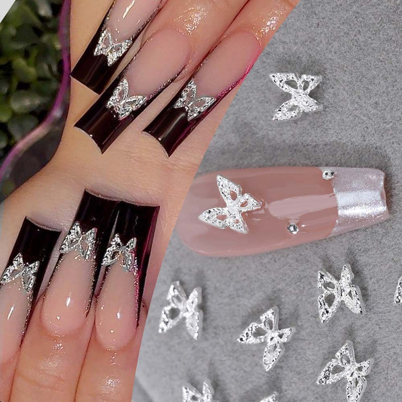 20 komada 3D izvrsni šuplji leptiri sa kamenčićima za nokte, luksuzna zlatna/srebrna dijamantna krila, nakit, dodaci za ukrašavanje noktiju