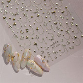 1 gab. 5D japāņu korejiešu zvaigznīšu ķēdes nagu uzlīmes Luksusa zelta sudraba pašlīmējošās slīdnes nagu mākslas apdarei uzlīmes Izejmateriāli DIY