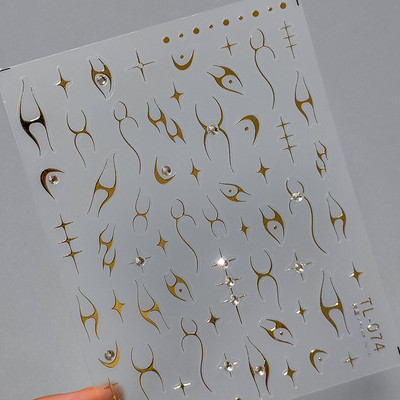 1 gab. 5D japāņu korejiešu zvaigznīšu ķēdes nagu uzlīmes Luksusa zelta sudraba pašlīmējošās slīdnes nagu mākslas apdarei uzlīmes Izejmateriāli DIY