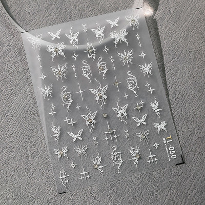 1 gab. 5D japāņu korejiešu zvaigznīšu ķēdes nagu uzlīmes Luksusa zelta sudraba pašlīmējošās slīdnes nagu mākslas apdarei uzlīmes Izejmateriāli DIY