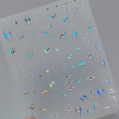 1 gab. 5D japāņu korejiešu zvaigznīšu ķēdes nagu uzlīmes Luksusa zelta sudraba pašlīmējošās slīdnes nagu mākslas apdarei uzlīmes Izejmateriāli DIY