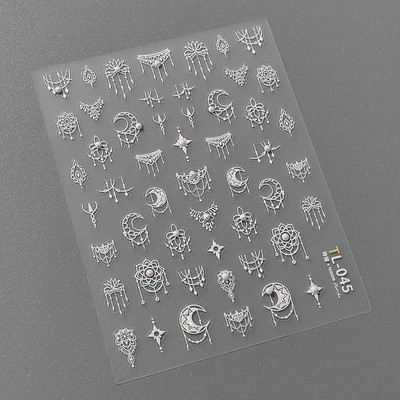 1 gab. 5D japāņu korejiešu zvaigznīšu ķēdes nagu uzlīmes Luksusa zelta sudraba pašlīmējošās slīdnes nagu mākslas apdarei uzlīmes Izejmateriāli DIY