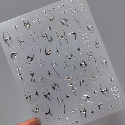 1 gab. 5D japāņu korejiešu zvaigznīšu ķēdes nagu uzlīmes Luksusa zelta sudraba pašlīmējošās slīdnes nagu mākslas apdarei uzlīmes Izejmateriāli DIY