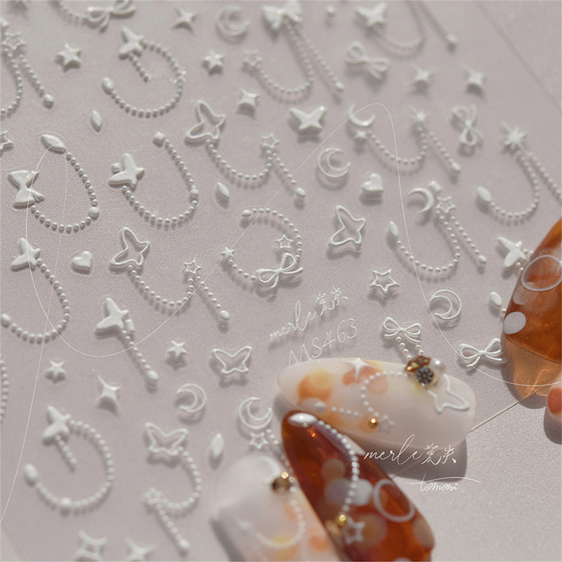 1 gab. 5D japāņu korejiešu zvaigznīšu ķēdes nagu uzlīmes Luksusa zelta sudraba pašlīmējošās slīdnes nagu mākslas apdarei uzlīmes Izejmateriāli DIY