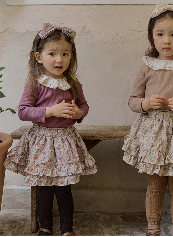 deer jonmi Jesen 2023. Slojevite suknje za djevojčice s cvjetnim uzorkom Dječja slatka tutu suknja u korejskom stilu