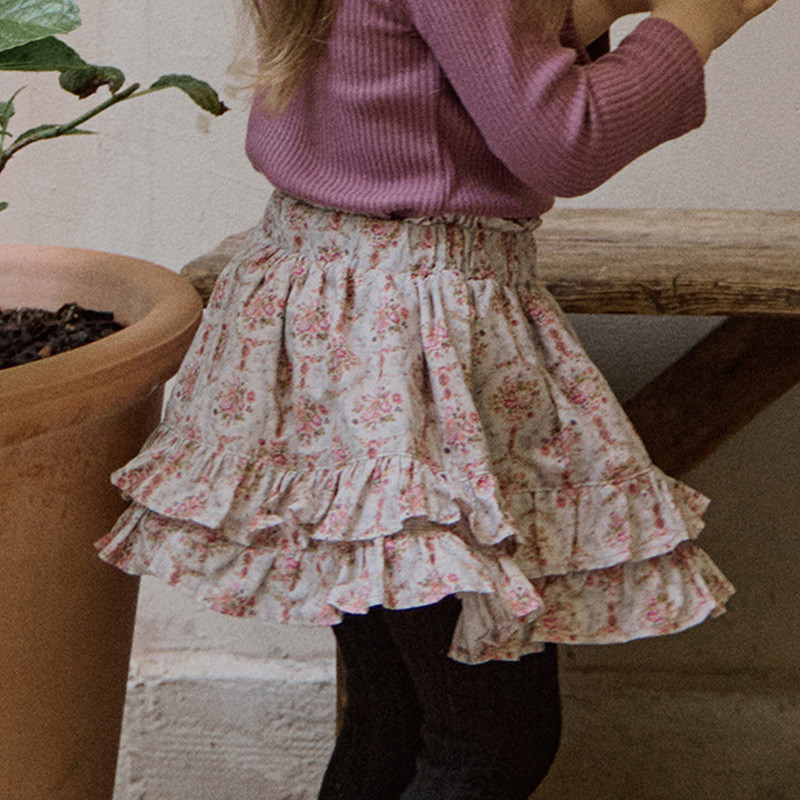 deer jonmi Jesen 2023. Slojevite suknje za djevojčice s cvjetnim uzorkom Dječja slatka tutu suknja u korejskom stilu