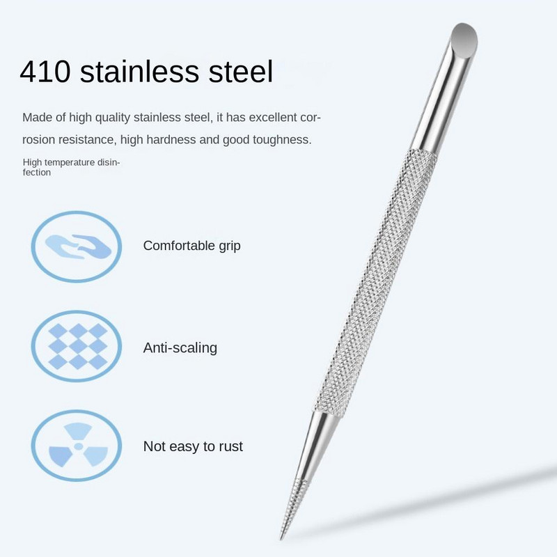 Sieviešu manikīrs nagu tīrīšanas rīki, dubultgalvas bruņu noņemšanas līdzeklis nagu kutikulas stūmējs nagu vīle Dead Skin spiedējpunkts Drill Stick